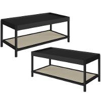 Kit 02 Mesas De Centro Para Sala De Estar Pés Madeira Moss A03 Nero Preto - 1