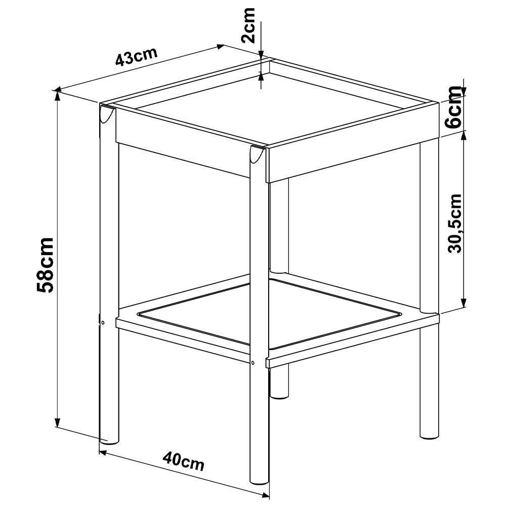 Kit 02 Mesas Lateral Para Sala De Estar Pés Madeira Moss A03 Hanover Roble - 5