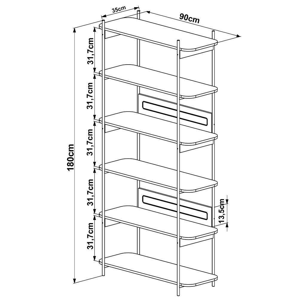 Estante Livreiro Home Office E Mesa Escrivaninha Industrial Indy A03 Hanover Dourado - 7