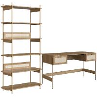 Estante Livreiro Home Office E Mesa Escrivaninha Industrial Indy A03 Hanover Dourado - 1
