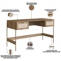 Estante Livreiro Home Office E Mesa Escrivaninha Industrial Indy A03 Hanover Dourado