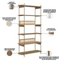 Estante Livreiro Home Office E Mesa Escrivaninha Industrial Indy A03 Hanover Dourado - 5