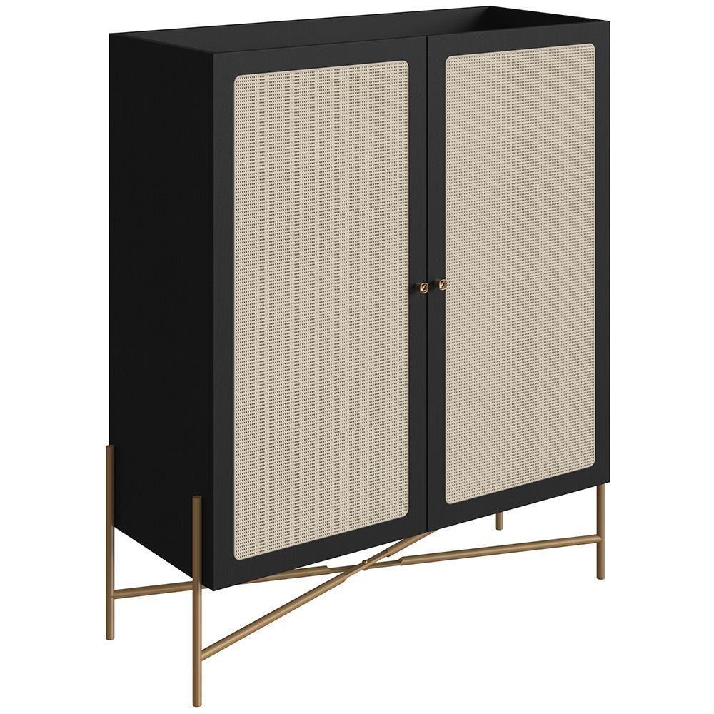 Armário Bar Para Sala 2 Portas 93cm Industrial Indy A03 Nero Dourado - 2