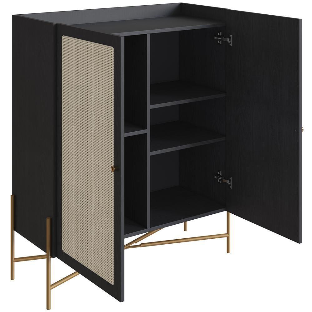 Armário Bar Para Sala 2 Portas 93cm Industrial Indy A03 Nero Dourado - 4