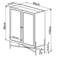 Armário Bar Para Sala 2 Portas 93cm Industrial Indy A03 Nero Dourado - 6