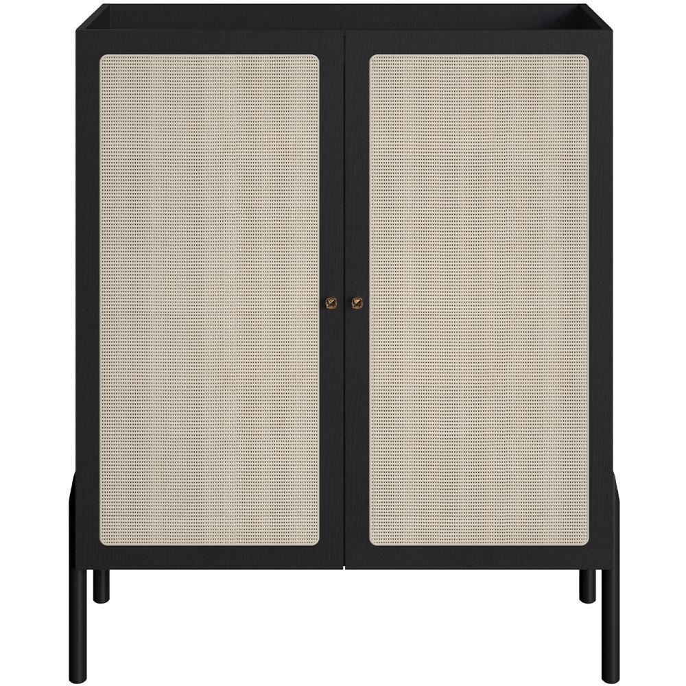 Armário Bar Para Sala 2 Portas 93cm Pés Madeira Moss A03 Nero Preto - 5