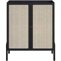 Armário Bar Para Sala 2 Portas 93cm Pés Madeira Moss A03 Nero Preto - 5