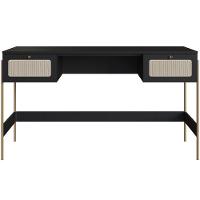 Estante Livreiro Home Office E Mesa Escrivaninha Industrial Indy A03 Nero Dourado - 2