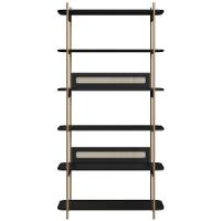 Estante Livreiro Home Office E Mesa Escrivaninha Industrial Indy A03 Nero Dourado - 3