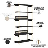 Estante Livreiro Home Office E Mesa Escrivaninha Industrial Indy A03 Nero Dourado - 5