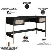 Estante Livreiro Home Office E Mesa Escrivaninha Industrial Indy A03 Nero Dourado - 6