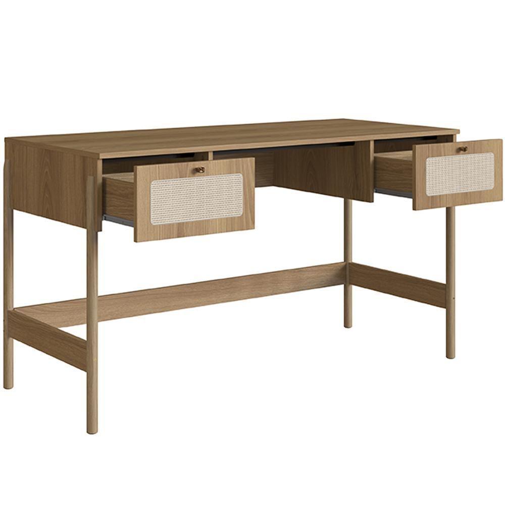 Mesa Escrivaninha Home Office 2 Gavetas Pés Madeira Moss A03 Hanover Roble - 2
