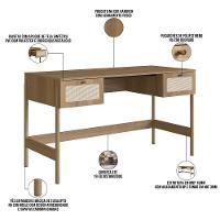 Mesa Escrivaninha Home Office 2 Gavetas Pés Madeira Moss A03 Hanover Roble - 3