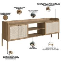 Rack Para Sala De Estar Tv 65 Pol 183cm Pés Madeira Moss A03 Hanover Roble