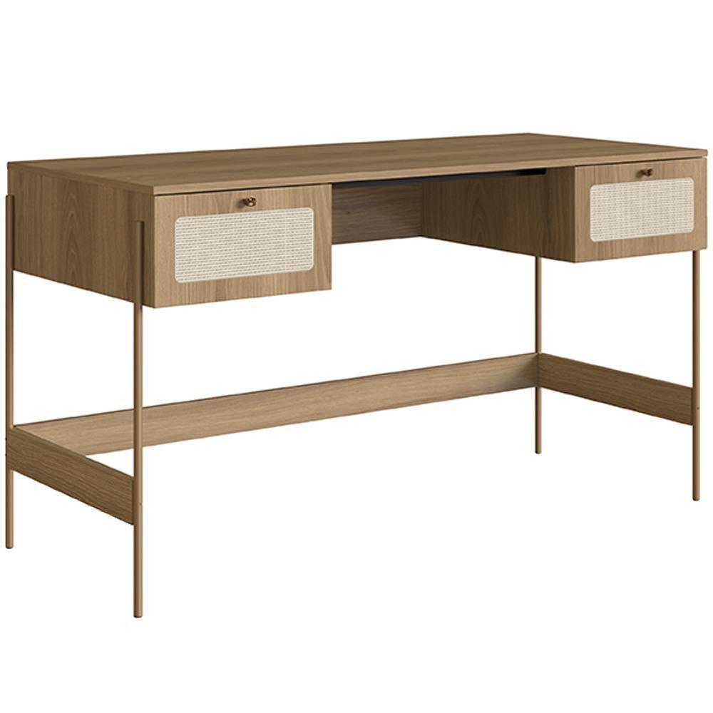 Mesa Escrivaninha Home Office 2 Gavetas Industrial Indy A03 Hanover Dourado - 1