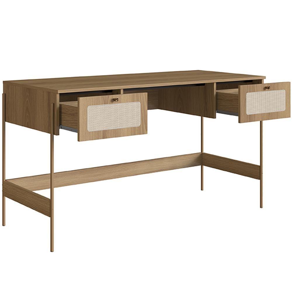 Mesa Escrivaninha Home Office 2 Gavetas Industrial Indy A03 Hanover Dourado - 2