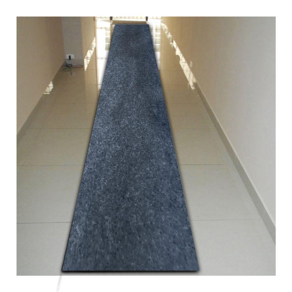 Tapete Passadeira Grande Aveludado 050x400 Borda Sem Costura Grafite - 1