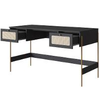 Mesa Escrivaninha Home Office 2 Gavetas Industrial Indy A03 Nero Dourado - 2