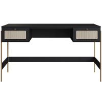 Mesa Escrivaninha Home Office 2 Gavetas Industrial Indy A03 Nero Dourado