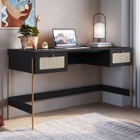 Mesa Escrivaninha Home Office 2 Gavetas Industrial Indy A03 Nero Dourado - 5