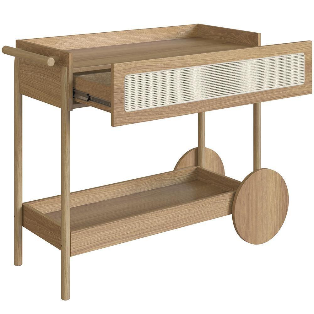 Carrinho Bar Com Porta Taças Pés Madeira Moss A03 Hanover Roble - 2