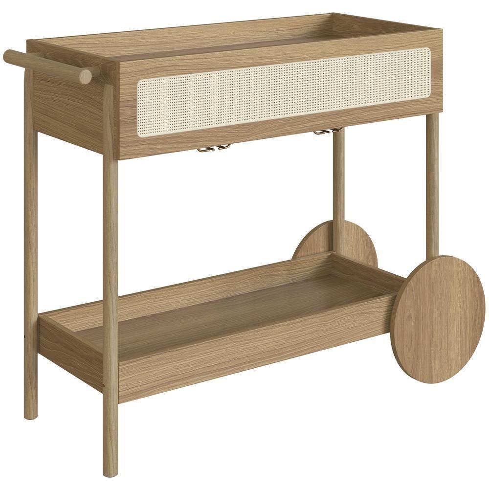 Carrinho Bar Com Porta Taças Pés Madeira Moss A03 Hanover Roble - 3