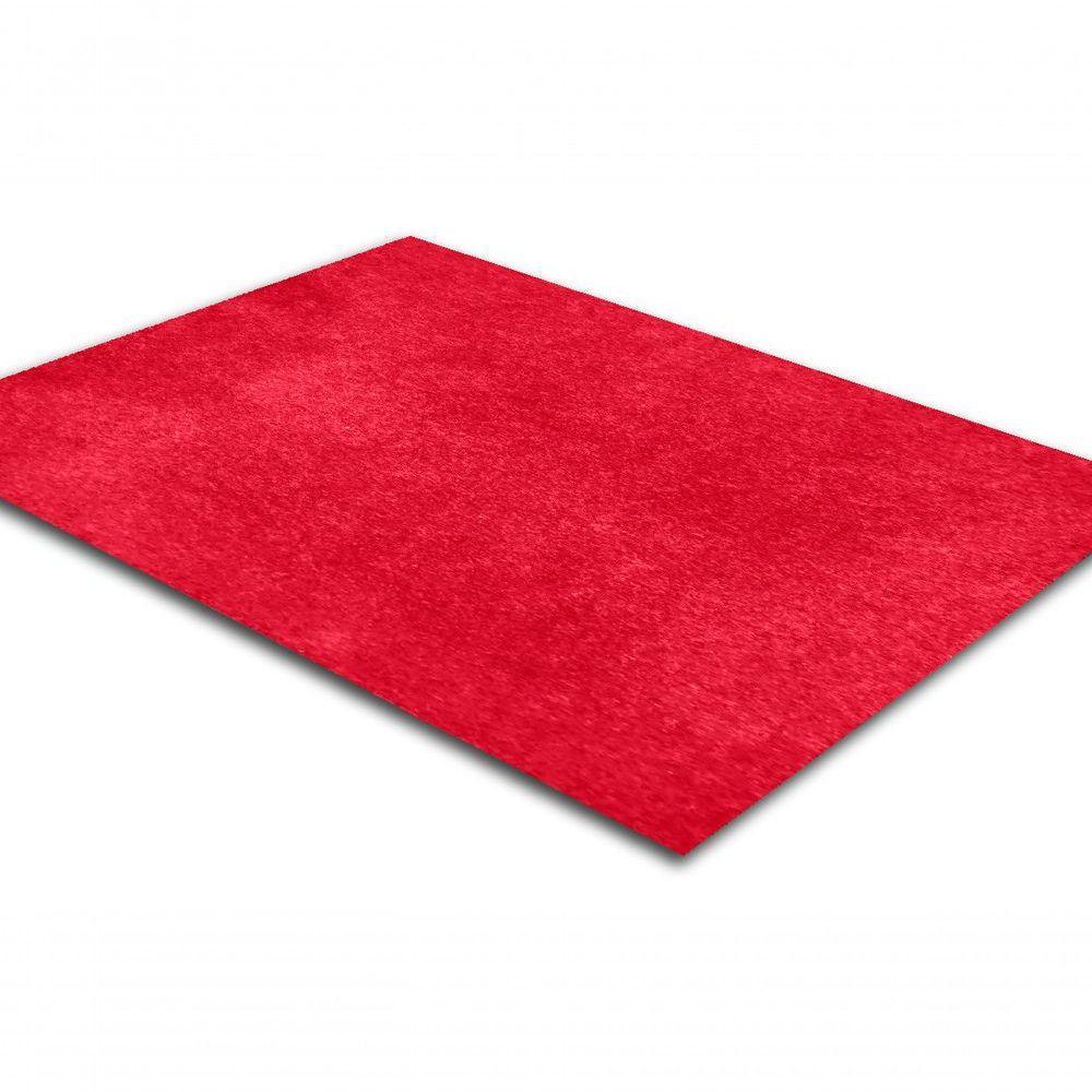 Tapete Carpete Simples Aveludado 2,00x3,00 Borda Sem Costura Vermelho Cereja - 1
