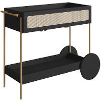 Carrinho Bar Com Porta Taças Industrial Indy A03 Nero Dourado - 1