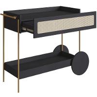 Carrinho Bar Com Porta Taças Industrial Indy A03 Nero Dourado