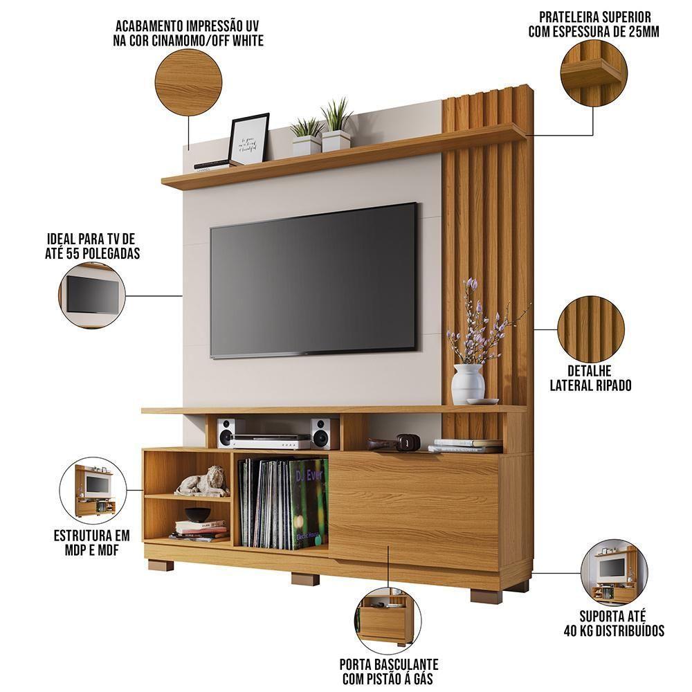Estante Home Theater Para Tv 55 Pol 160cm Arturo B01 Cinamomo Off White - 3