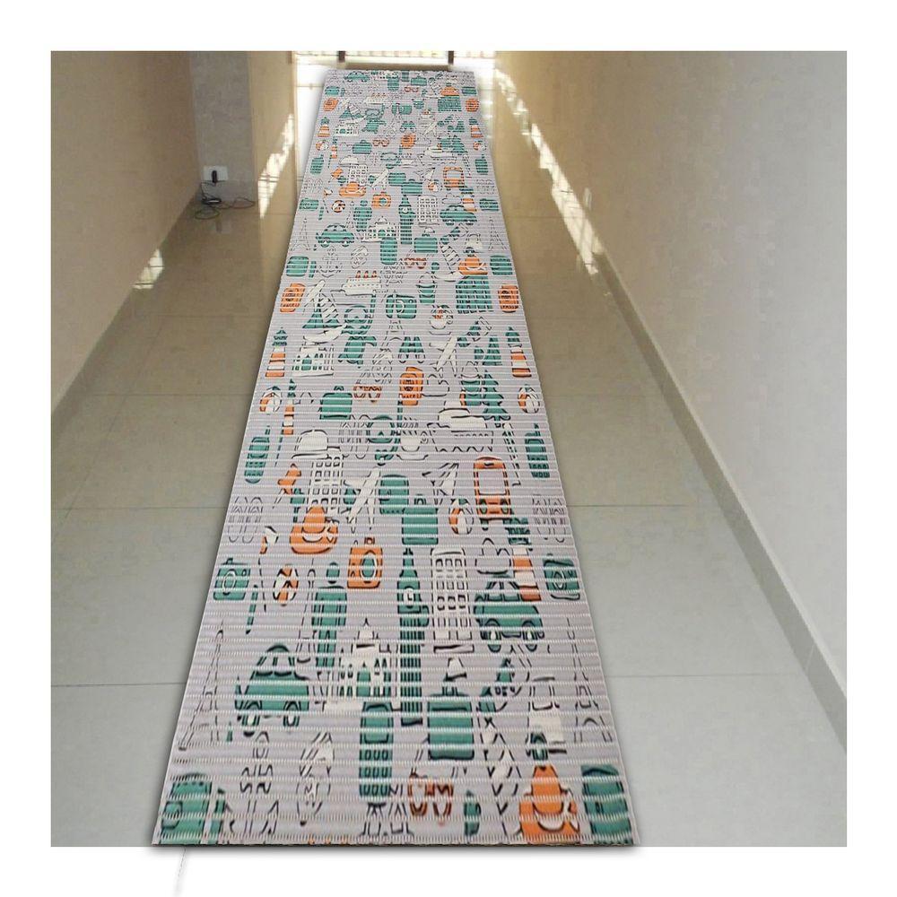 Tapete Passadeira Emborrachada Pvc Antiderrapante 0,65x3,00m Objetos Verdes - 7