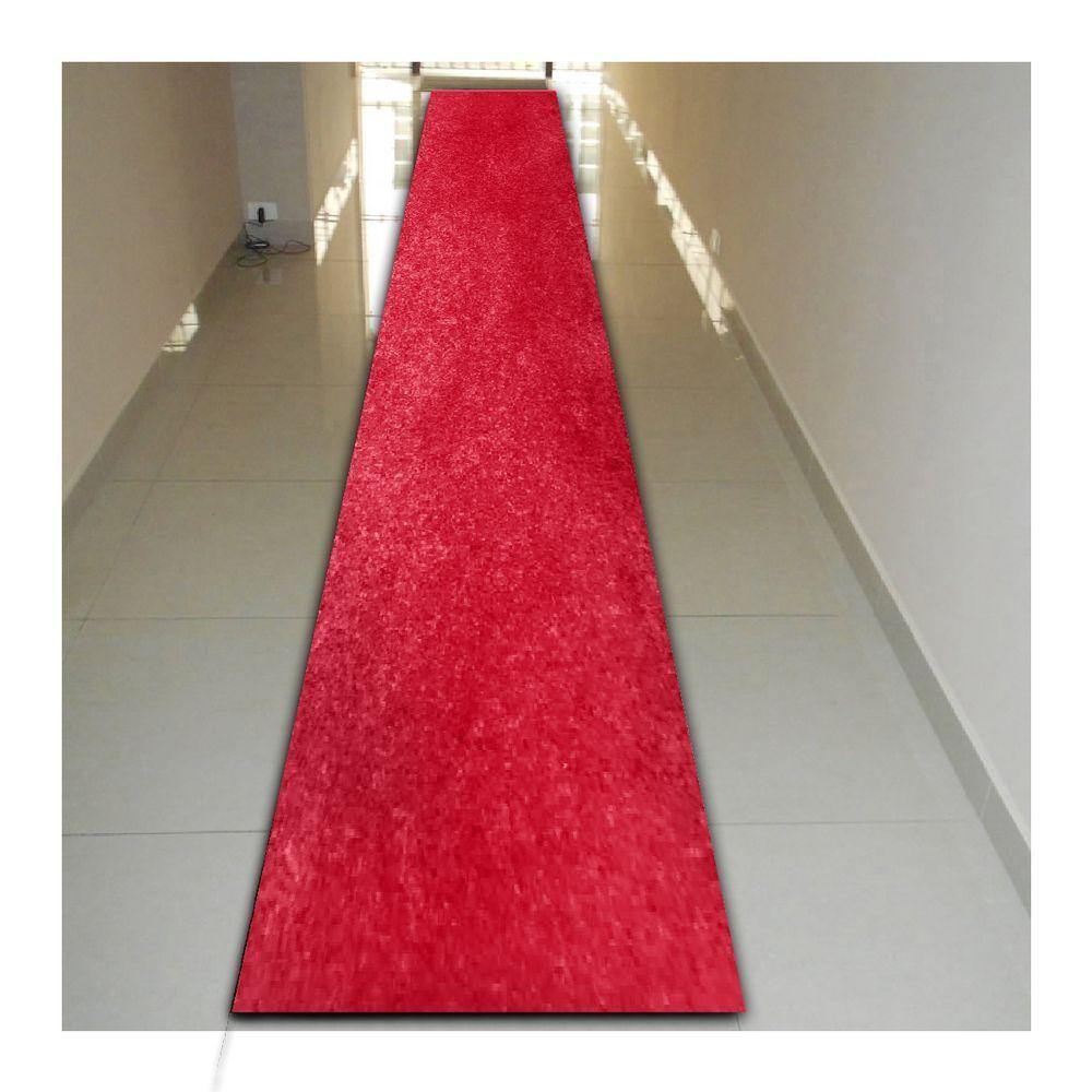 Tapete Passadeira Grande Aveludado 050x400 Borda Sem Costura Vermelho Cereja - 1