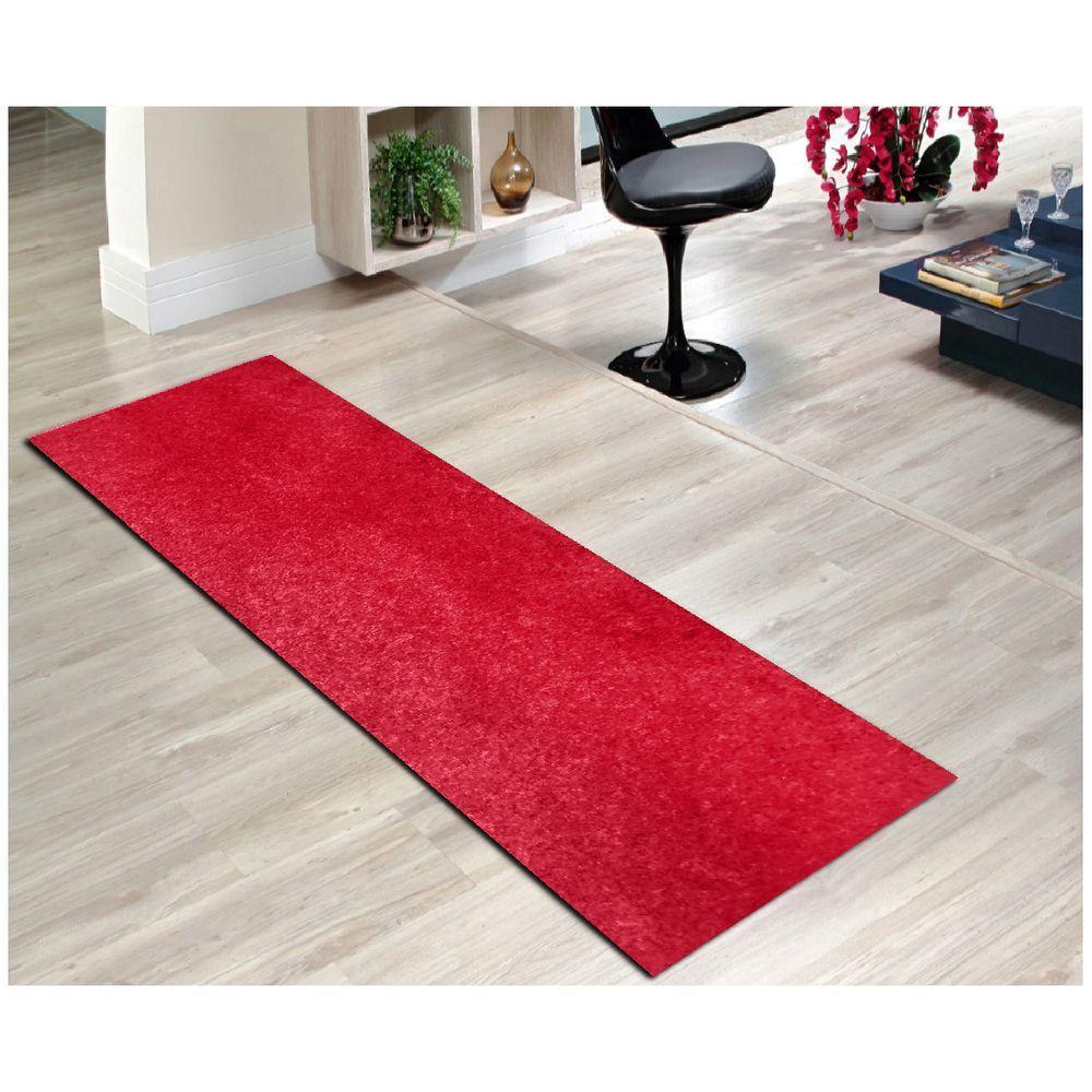 Tapete Passadeira Grande Aveludado 050x400 Borda Sem Costura Vermelho Cereja - 4