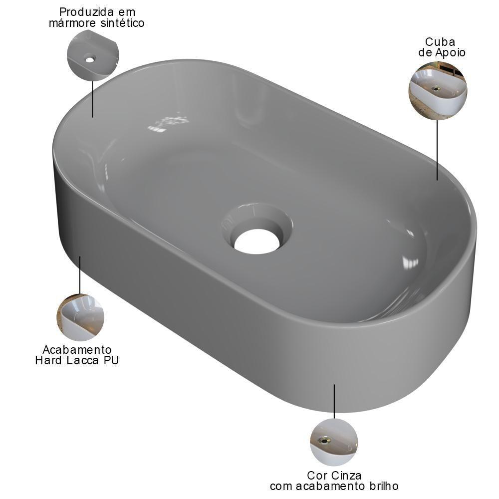 Cuba De Apoio Oval Para Banheiro Lavabo Laila C01 O42w Cinza - 2