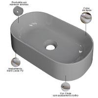 Cuba De Apoio Oval Para Banheiro Lavabo Laila C01 O42w Cinza - 2