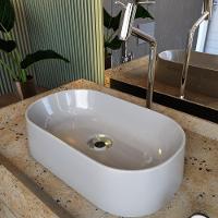 Cuba De Apoio Oval Para Banheiro Lavabo Laila C01 O42w Cinza
