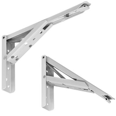 Kit 01 Par Suporte Para Mesa Dobrável Retrátil 30cm H02 Mão Francesa Branco