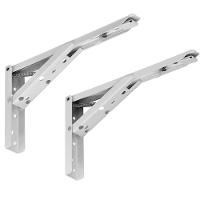 Kit 01 Par Suporte Para Mesa Dobrável Retrátil 30cm H02 Mão Francesa Branco