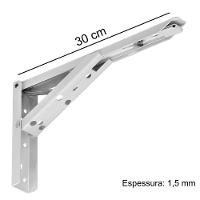 Kit 02 Pares Suporte Para Mesa Dobrável Retrátil 30cm H02 Mão Francesa Branco - 7