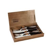 Jogo De Talheres Tramontina 4 Peças Em Aço Inox Forjado Cabo Castanho Estojo De Madeira - 2