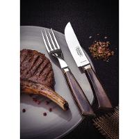 Jogo De Talheres Tramontina 4 Peças Em Aço Inox Forjado Cabo Castanho Estojo De Madeira