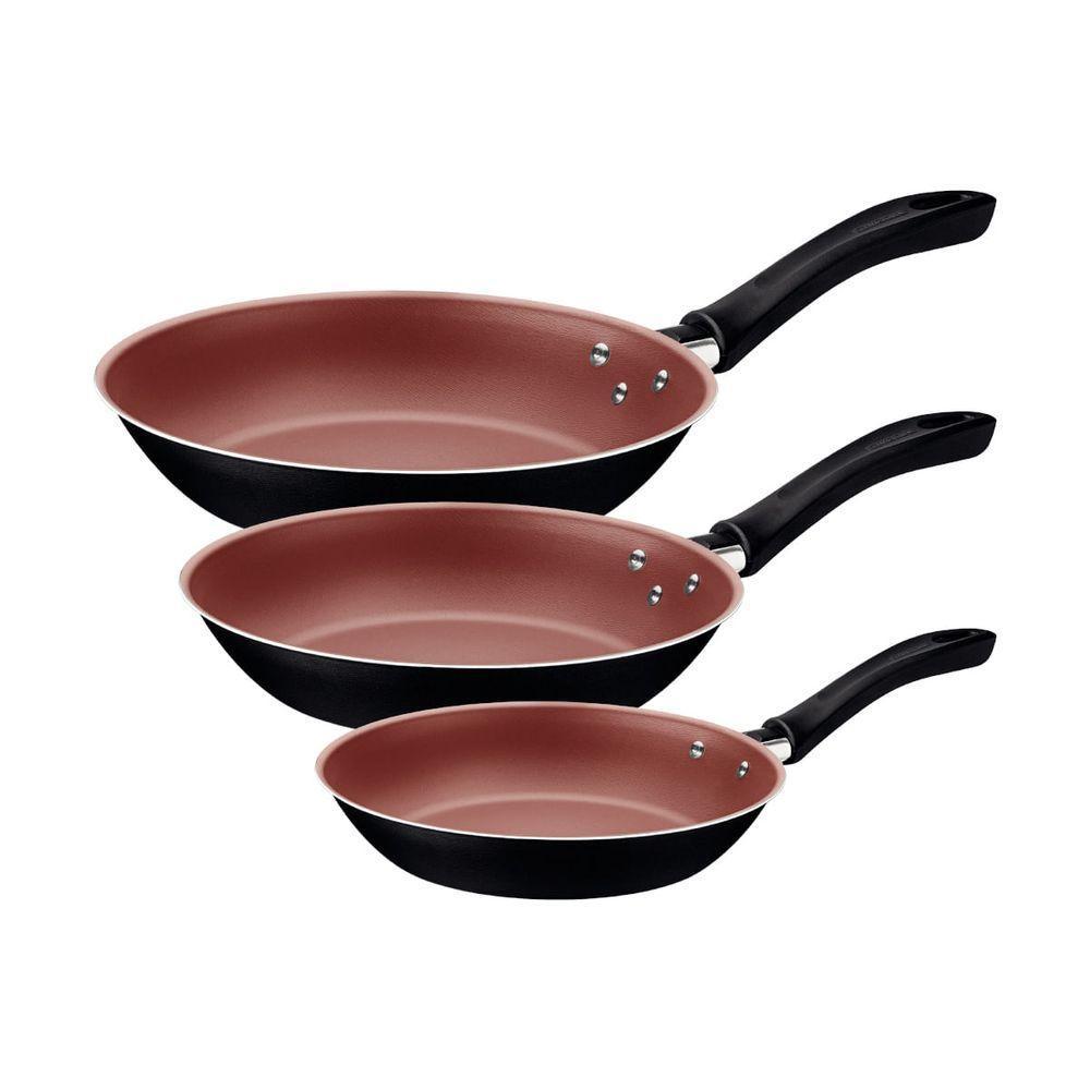 Jogo De Frigideiras Tramontina Linz 3 Peças Preto Antiaderente Starflon Max - 1