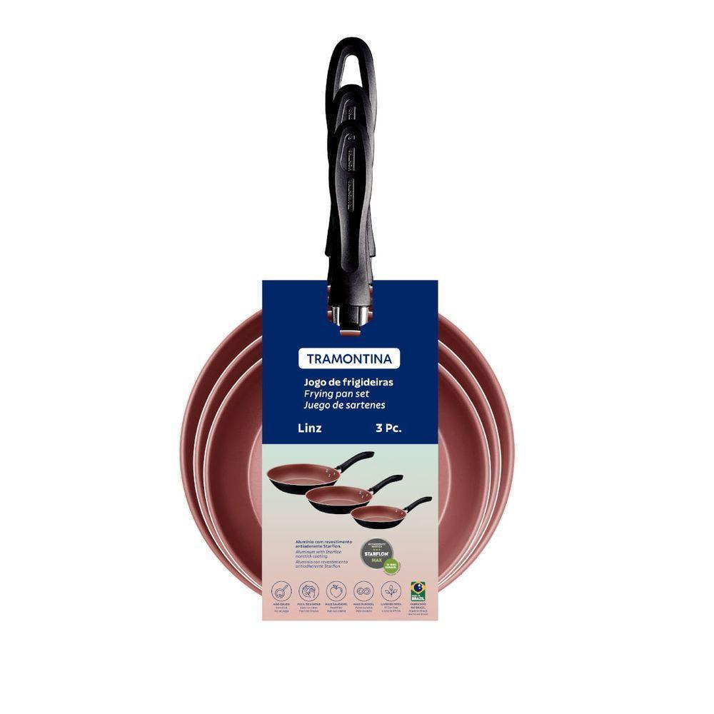 Jogo De Frigideiras Tramontina Linz 3 Peças Preto Antiaderente Starflon Max - 2