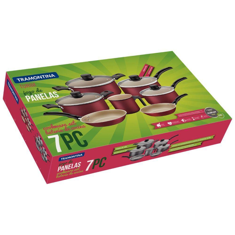 Jogo De Panelas Tramontina Turim 7 Peças Em Alumínio Antiaderente Starflon Max Cinza - 2