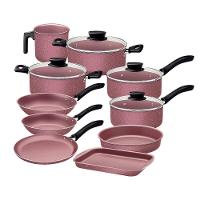 Jogo De Panelas Tramontina Linz 10 Peças Em Alumínio Antiaderente Starflon Max Rosa - 1