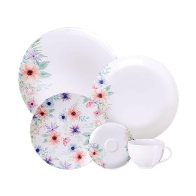 Aparelho De Jantar Tramontina Floratta Em Porcelana Decorada 30 Peças