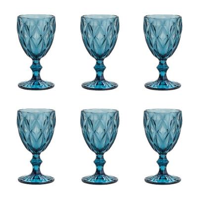 Conjunto de Taças para Água Diamonds Vidro 325ml 6 Peças Azul Lyor