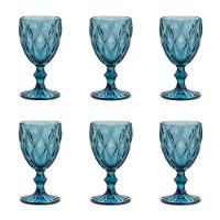 Conjunto De Taças De Vidro Para água 6 Peças 325 Ml Diamonds Azul Lyor - 1