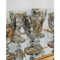 Conjunto De Taças De Vidro Para água 6 Peças 325 Ml Diamonds Cinza Metalizado Lyor - 2