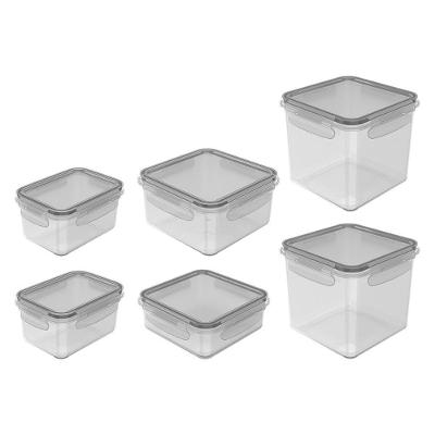 Conjunto de Potes Organizadores de Geladeira Click 6 Peças Plástico Pp para Freezer Transparente Ou